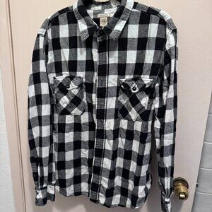 Men's Arizona Jean Co Mens Black and White Flannel Button Down Shirt
